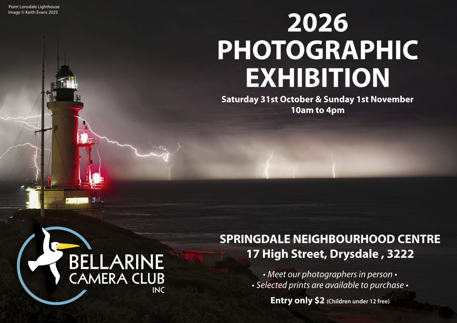 Bellarine Camera Club 2026 exhibition artwork with Point Lonsdale Lighthouse. Photograph: Keith Vivian.